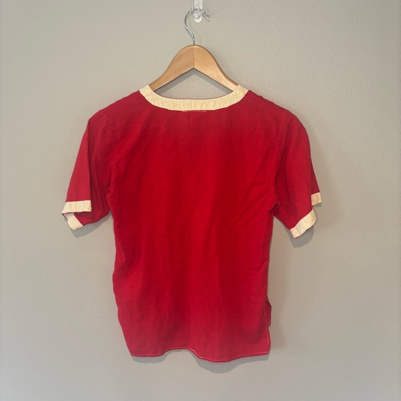 VINTAGE Made in India 100% Cotton Red Short Sleeve Button Up Top w/ Cherries SzM - Picture 8 of 15